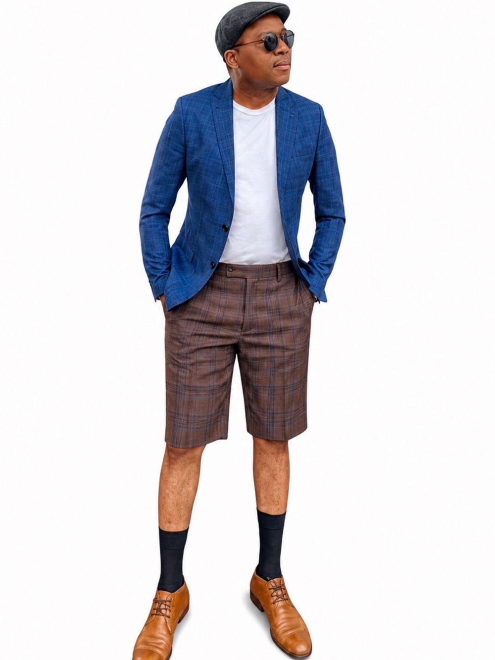 Men Italian Plaid Dress Shorts
